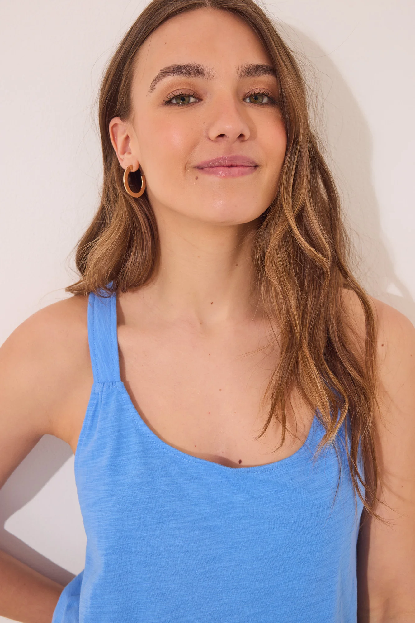 100% cotton blue vest top