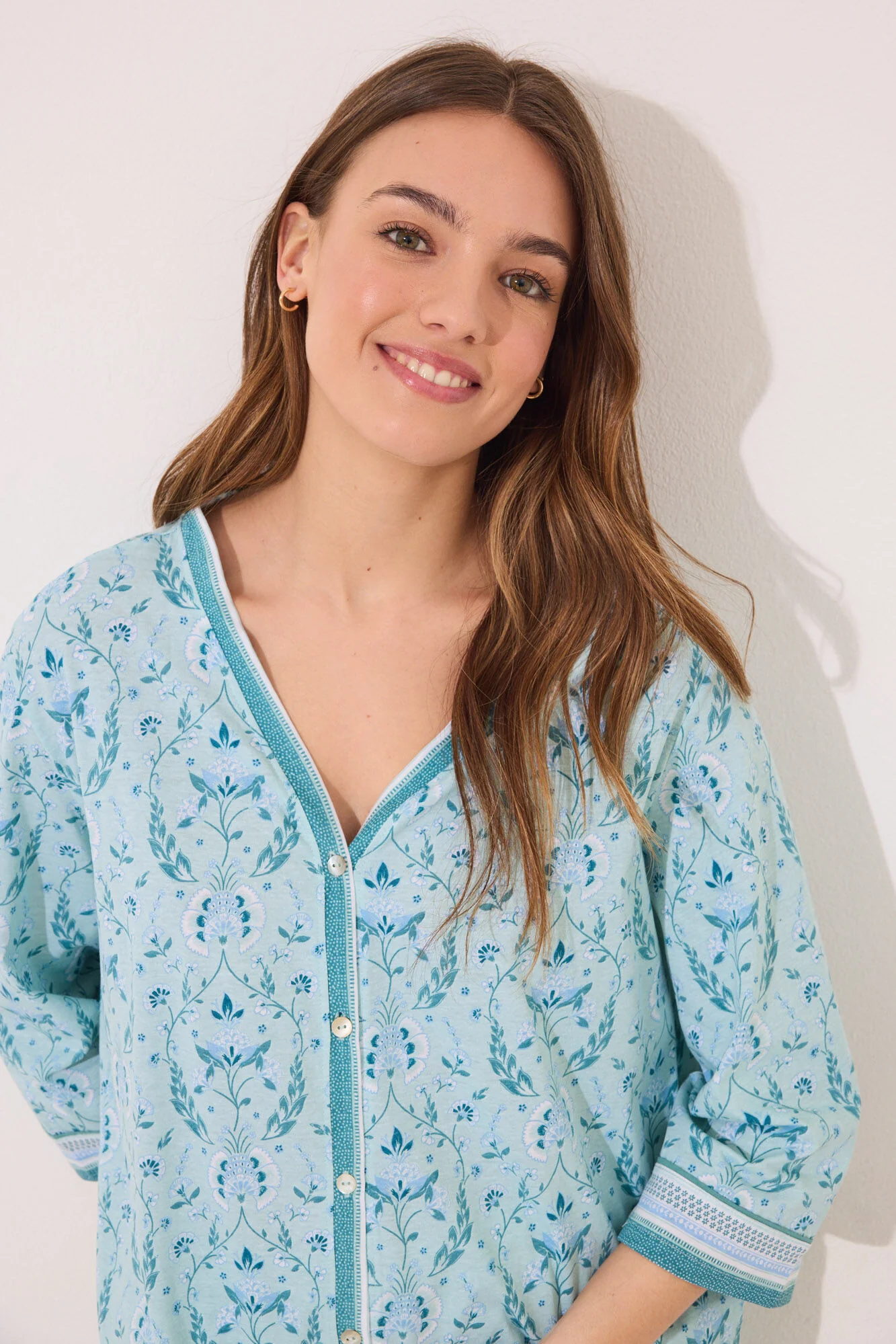 100% cotton green flower print pyjamas - Image 3