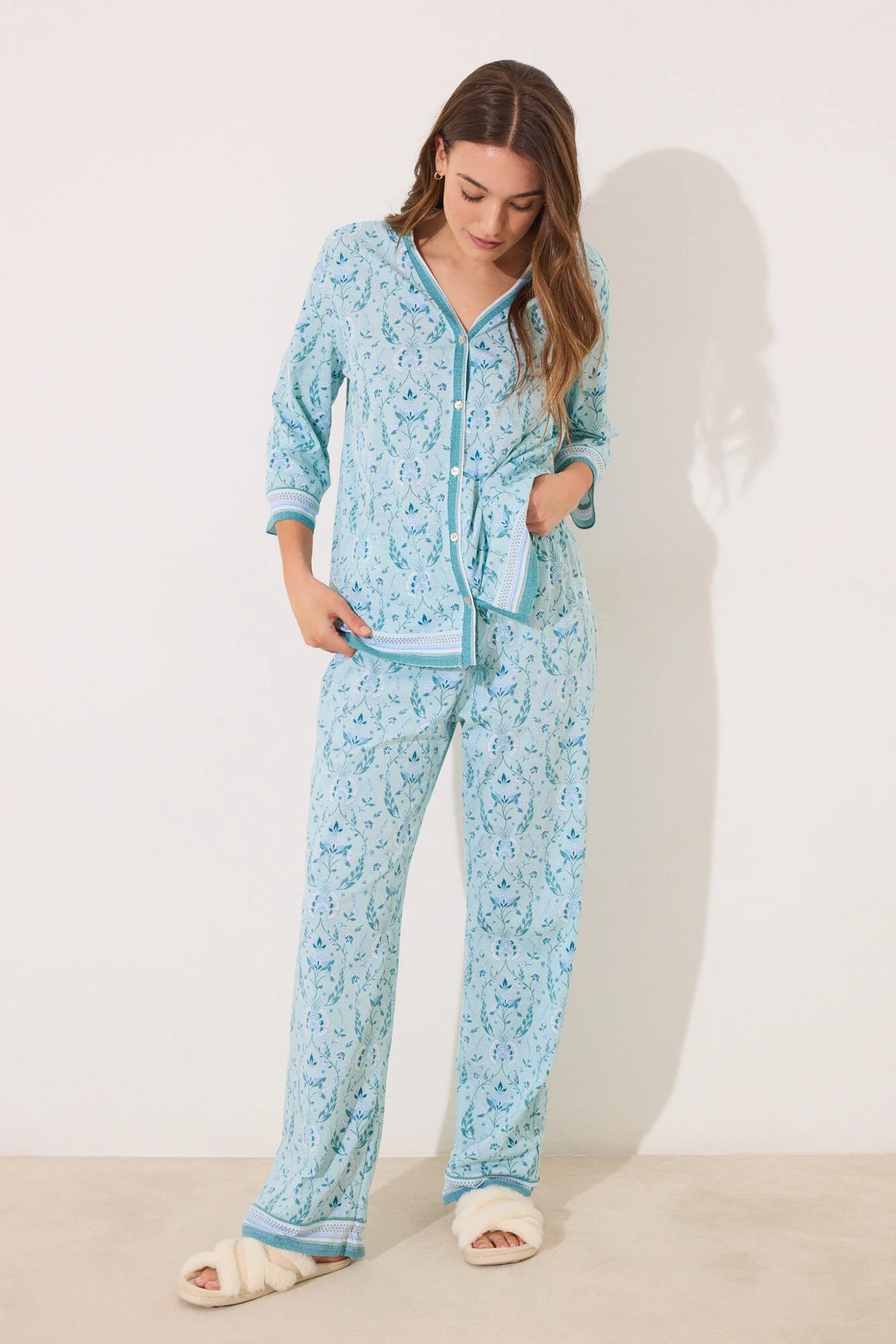 100% cotton green flower print pyjamas - Image 6