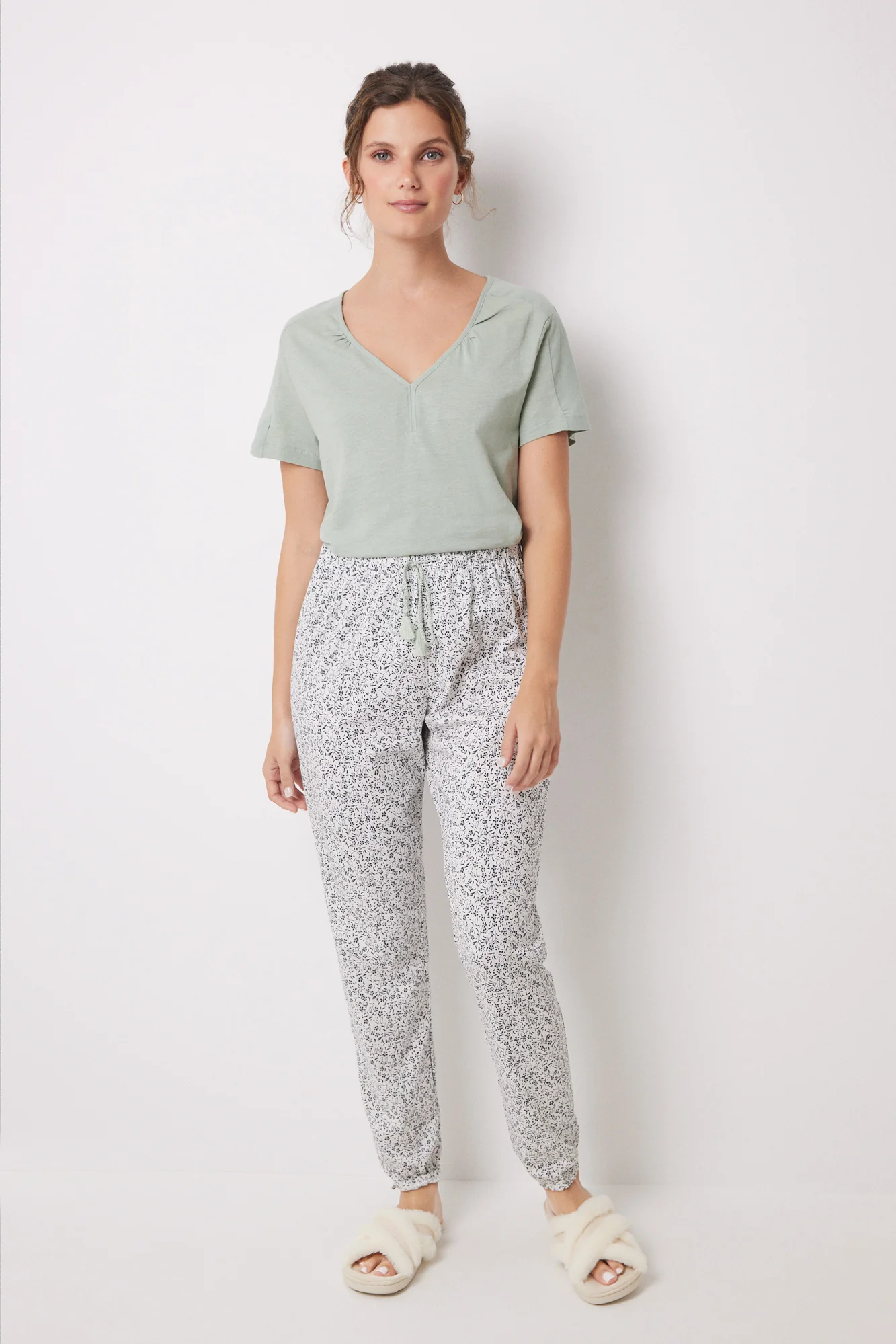 100% Cotton floral print skinny pants - Image 3
