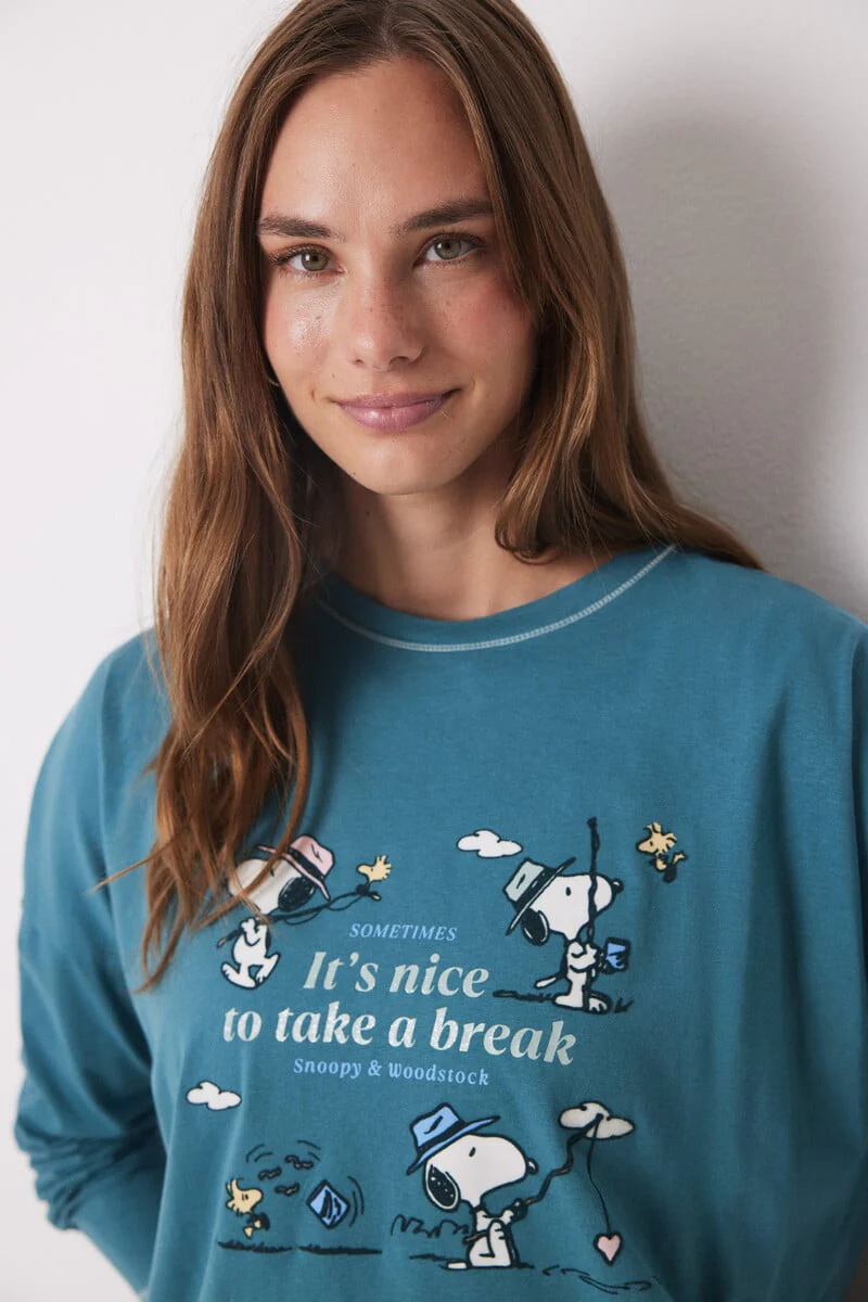 Long 100% cotton Snoopy pyjamas - Image 2