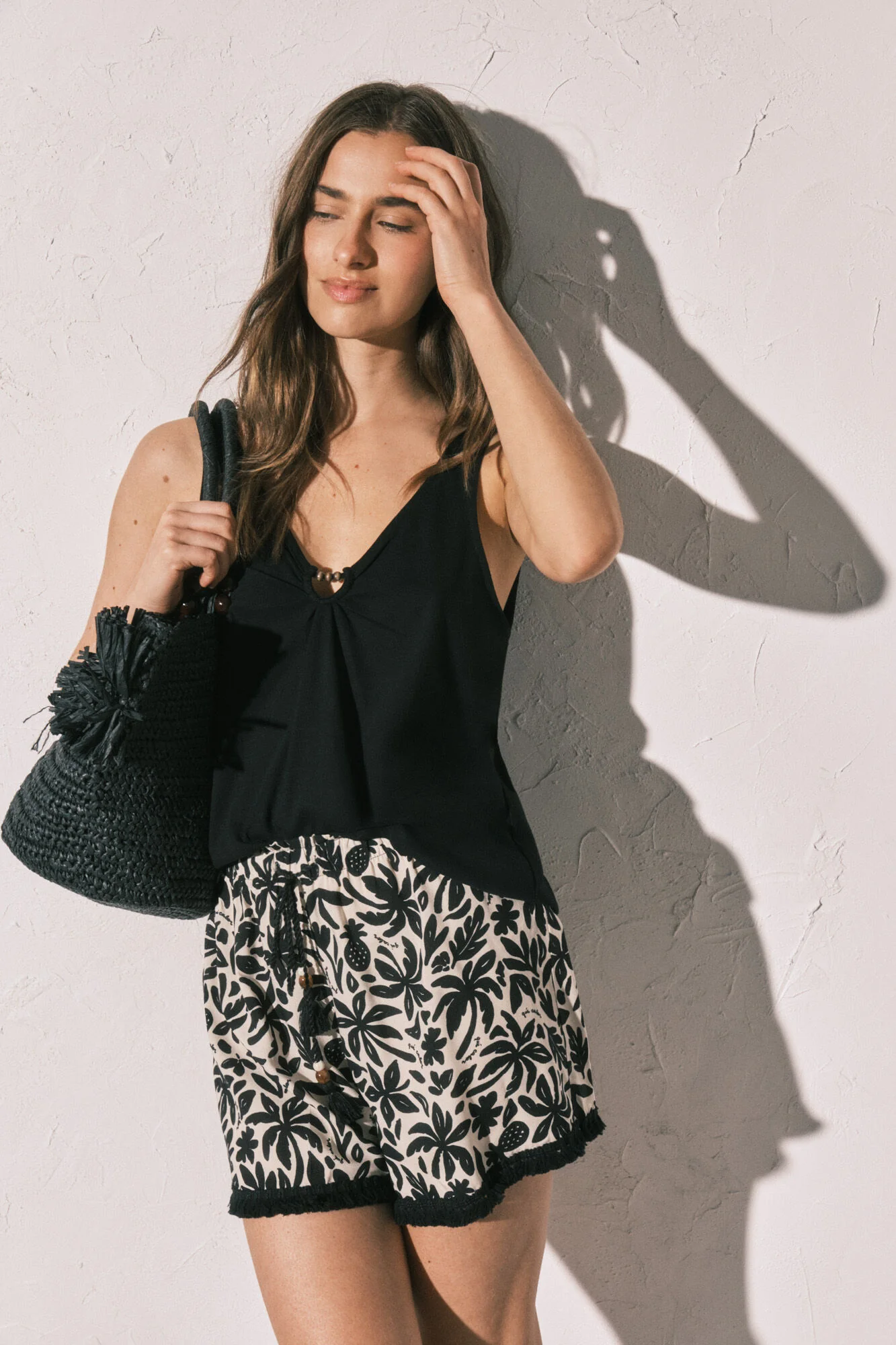 Black wide strap vest top