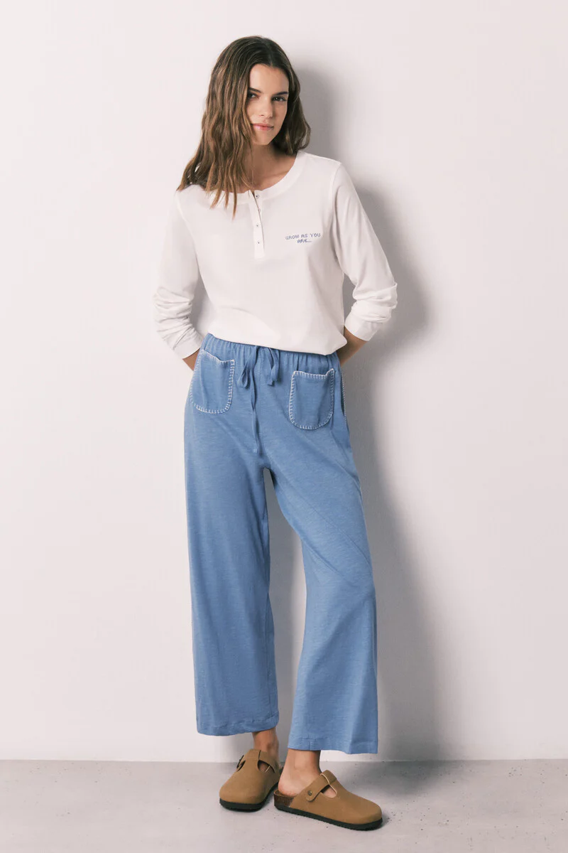 Blue 100% cotton capri pants - Image 3