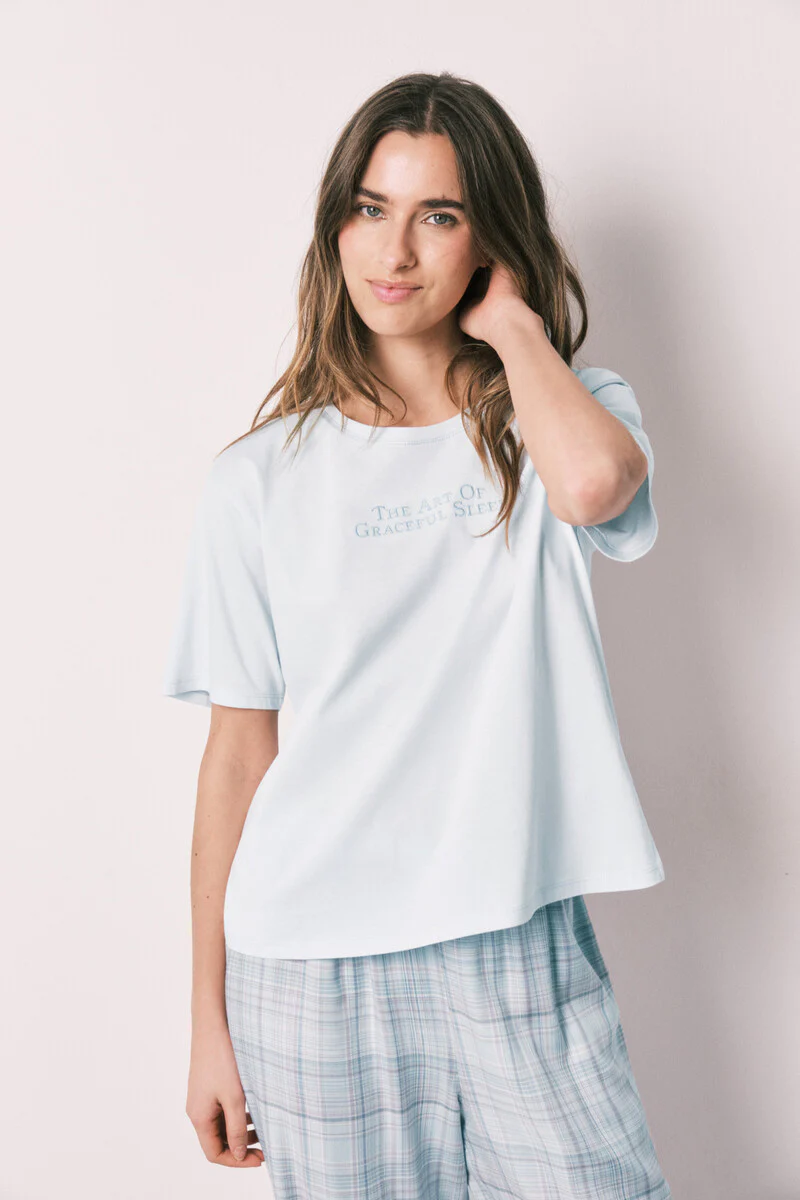 Blue 100% cotton plaid pyjamas - Image 2