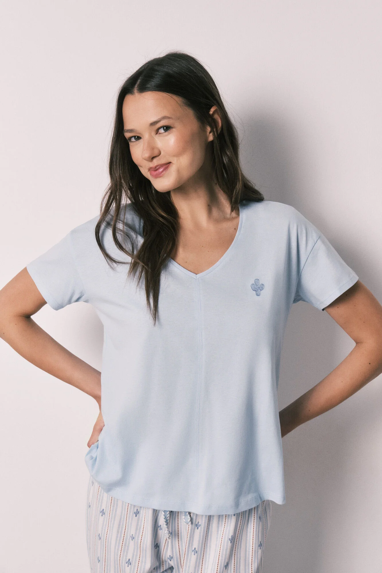 Blue cotton capri pyjamas - Image 3
