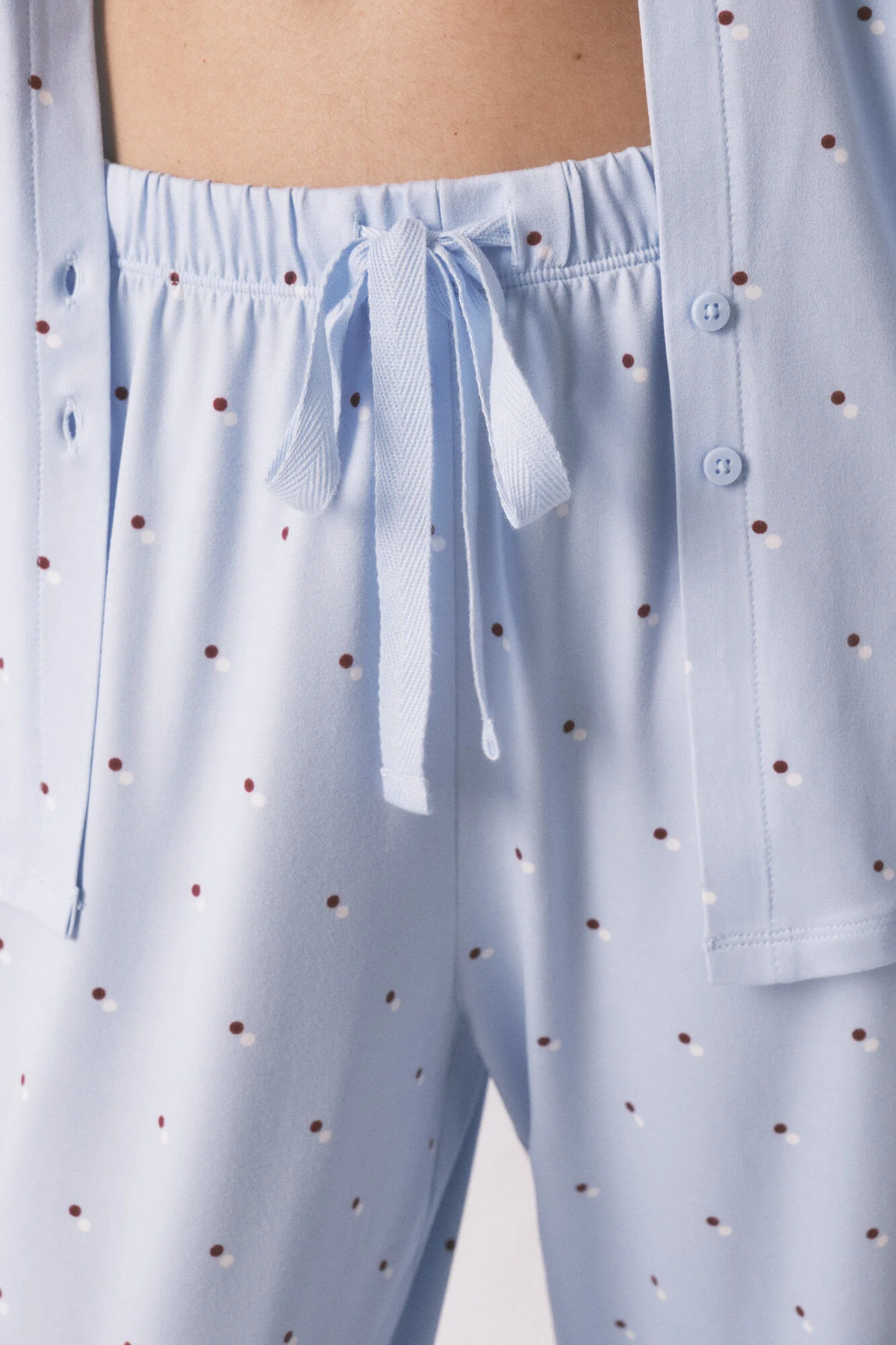Blue long polka-dot print classic pyjamas - Image 3