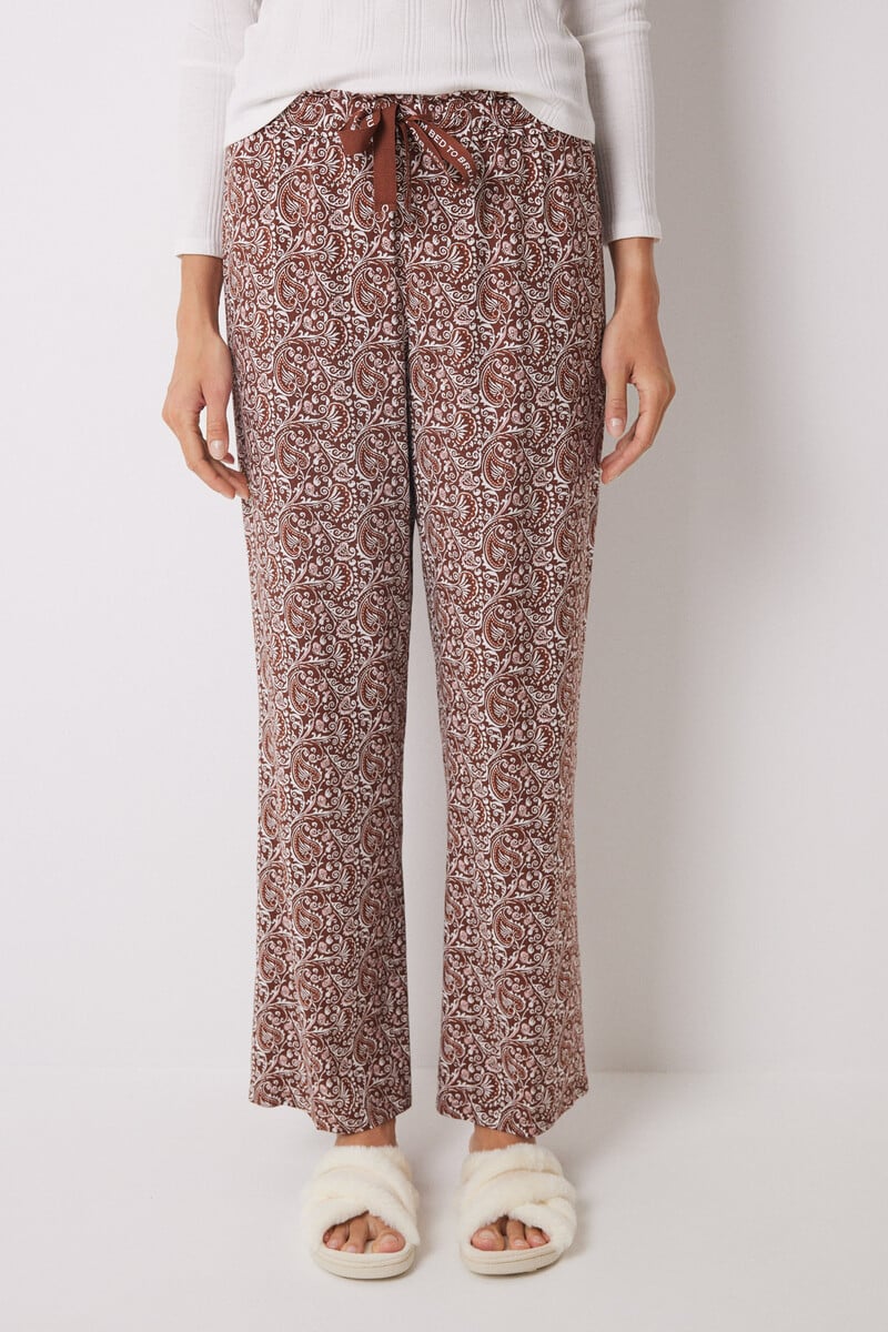 Long lounge trousers in paisley viscose - Image 3