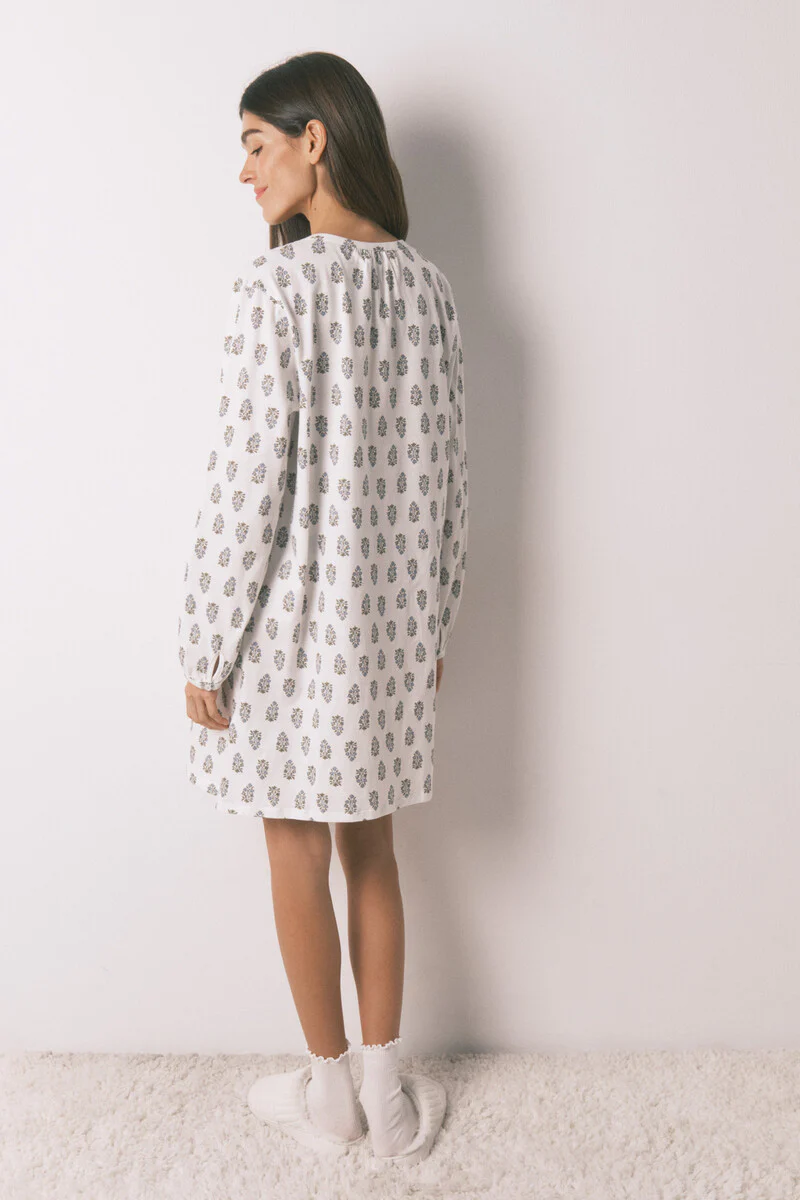 Cotton floral short nightgown - Image 2