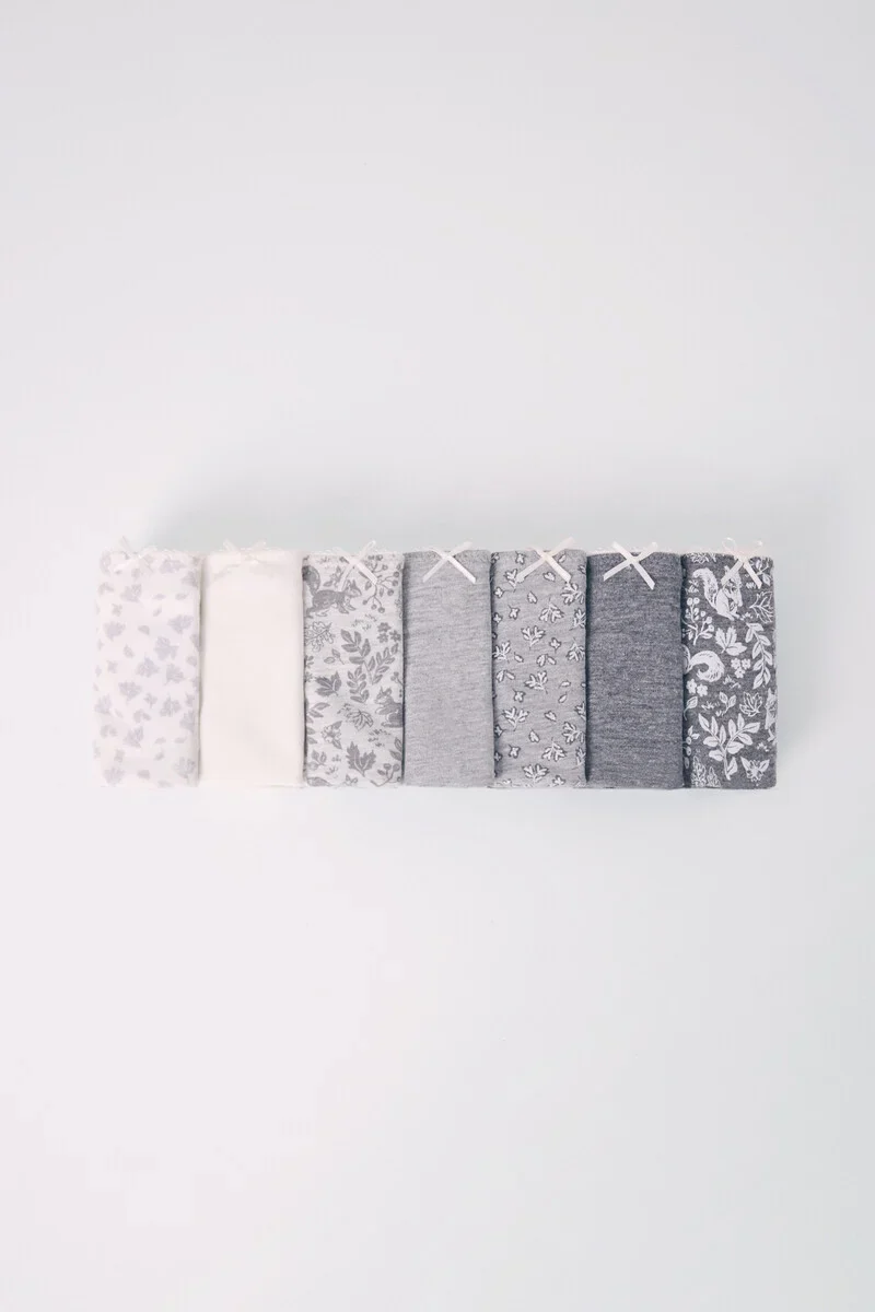 Pack of 7 classic gray cotton panties