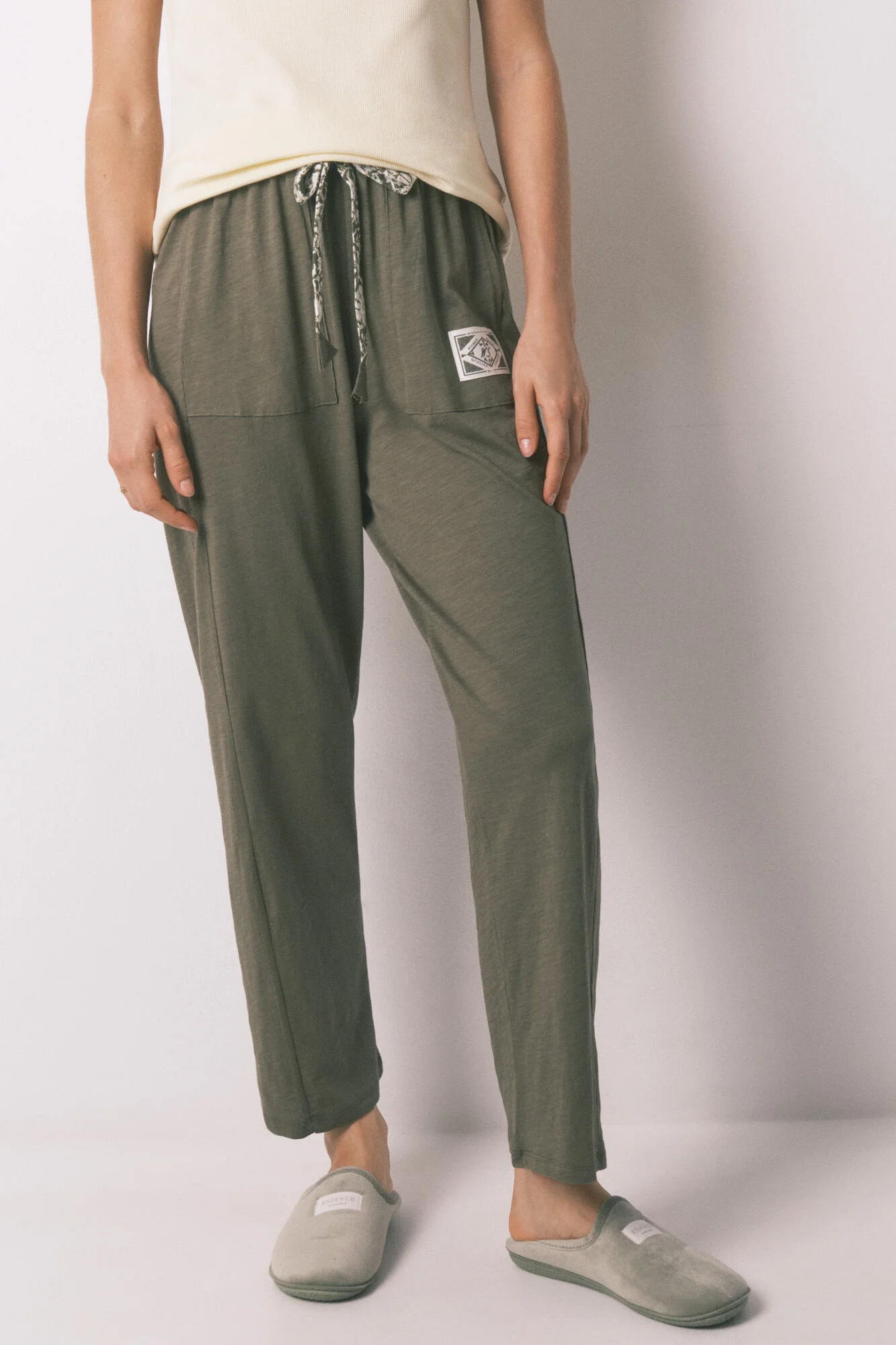 Green cotton long trousers - Image 3