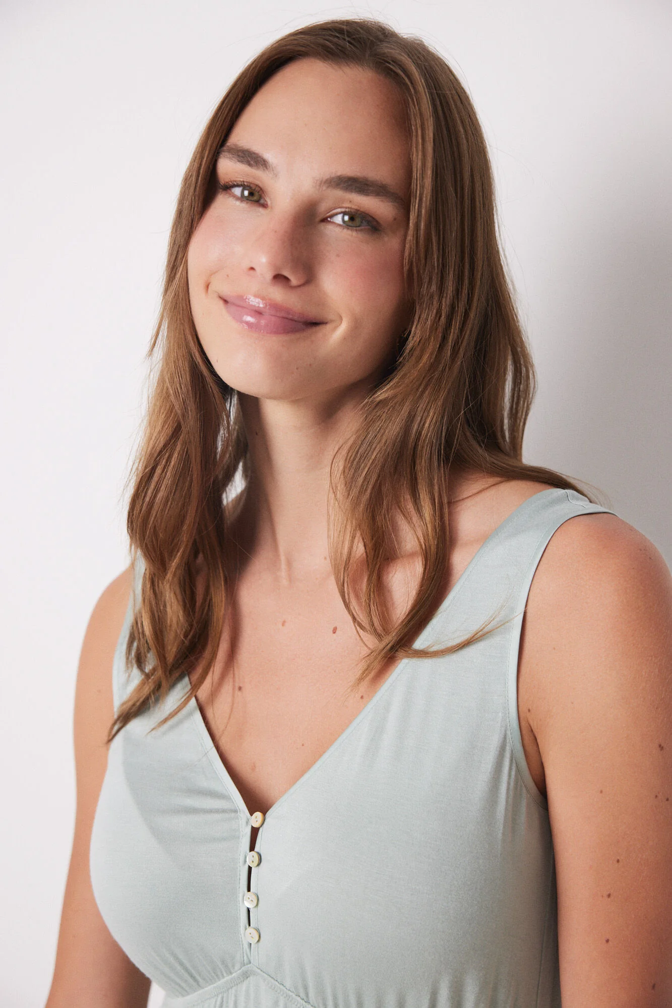 Green soft touch short nightgown