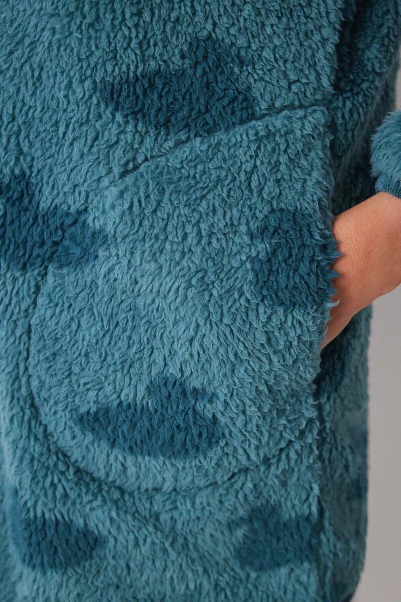 Short green faux shearling Snoopy robe - Image 3