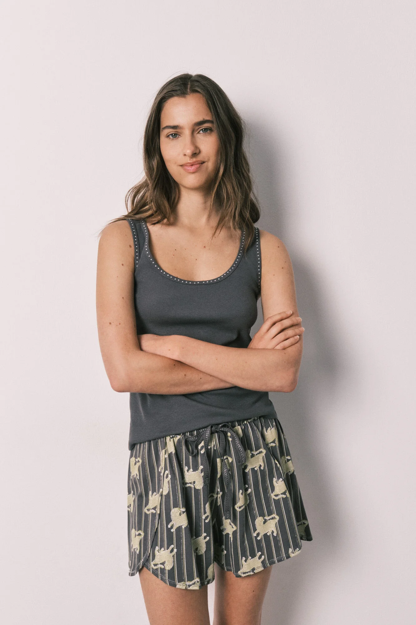 Grey cotton short pyjamas - Image 2