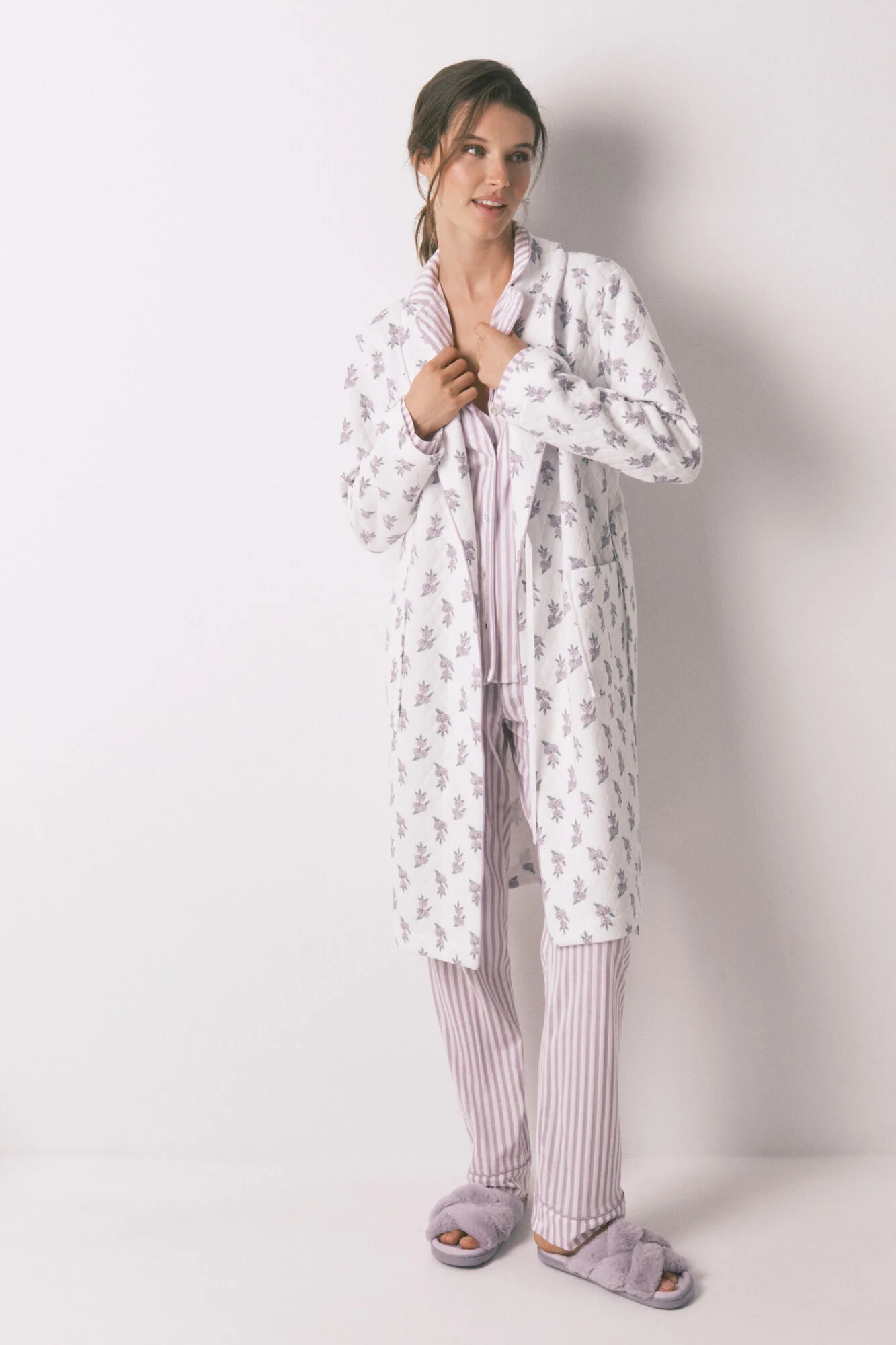 Ivory floral puffer midi robe - Image 7