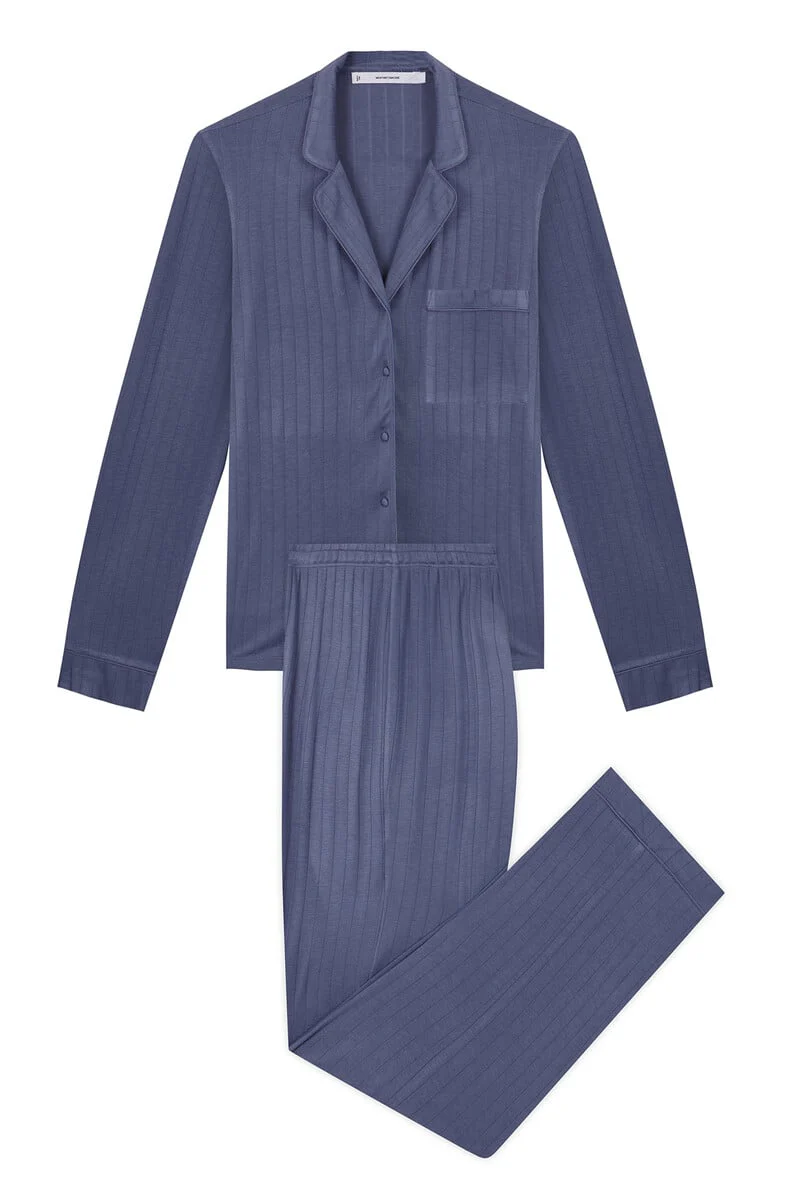 Blue soft touch long shirt pajamas - Image 5