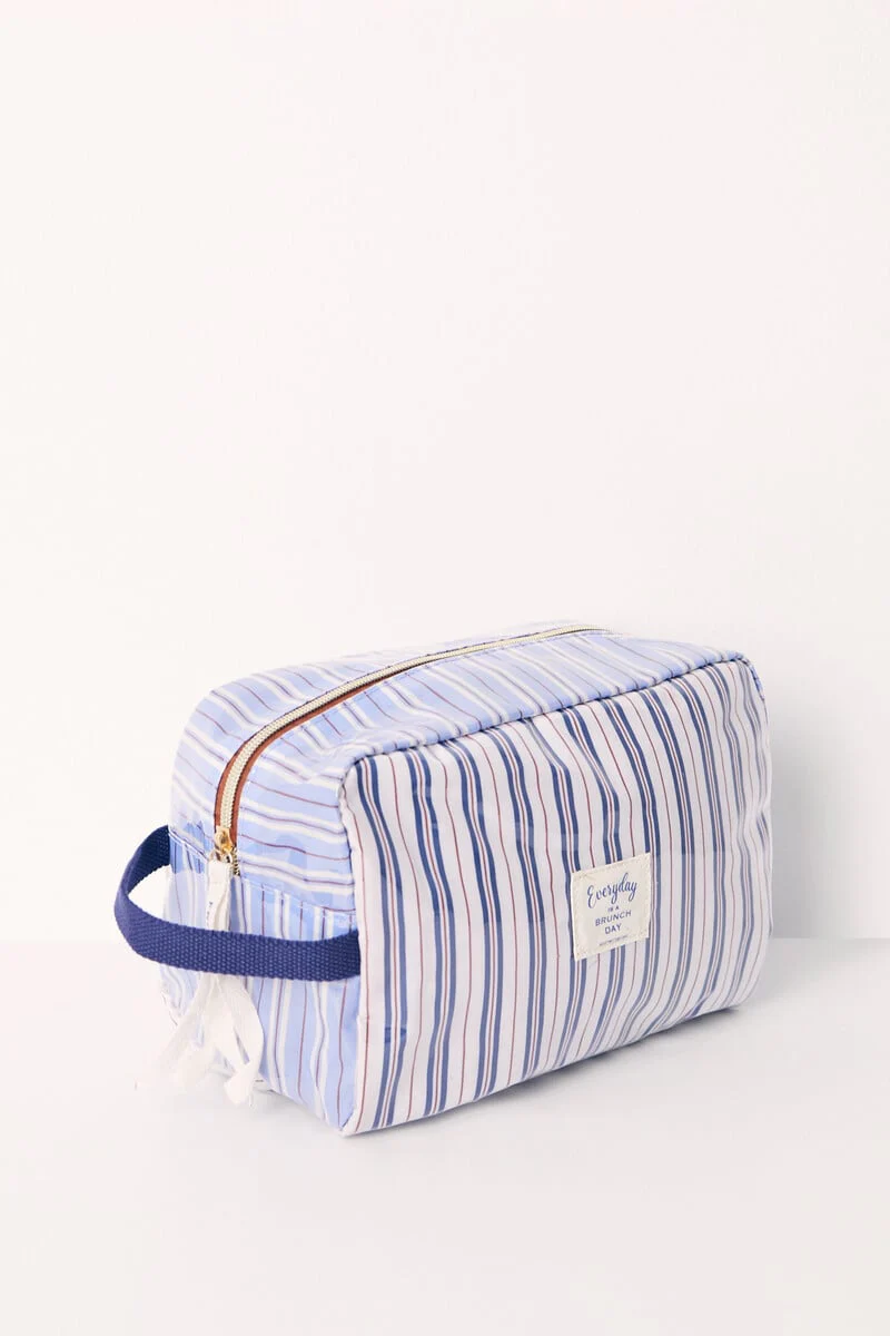 Large striped print toiletry bag - Image 2