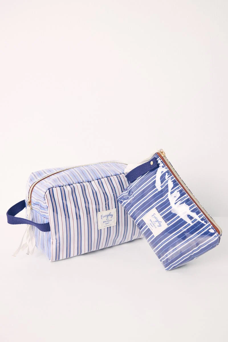 Large striped print toiletry bag - Image 4