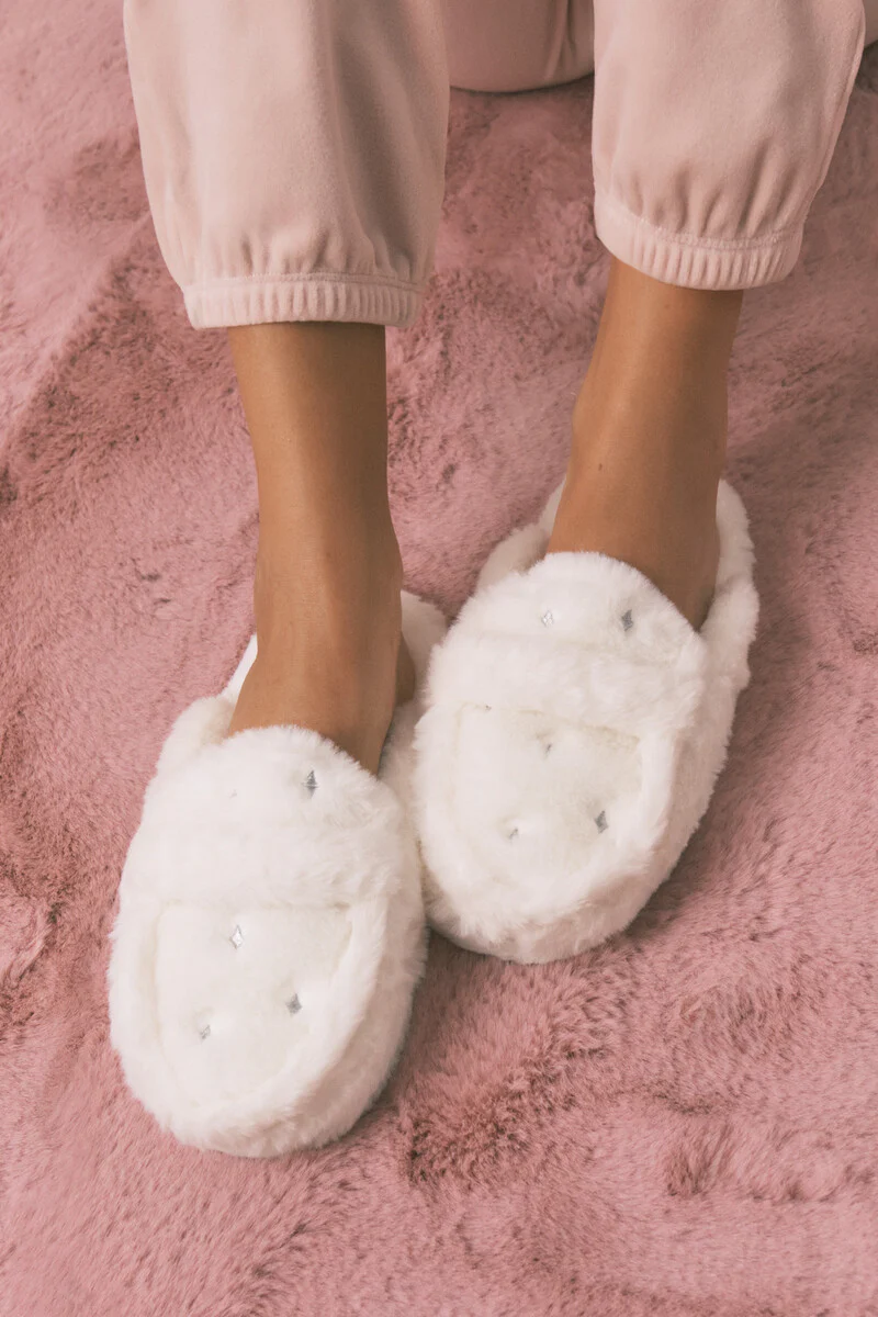 Loafer slippers with fur