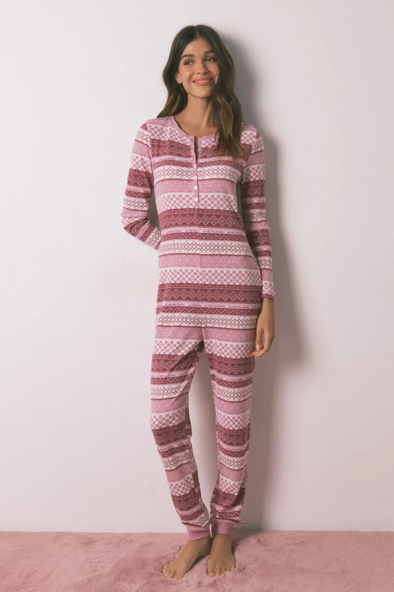 Long border jumpsuit pyjamas