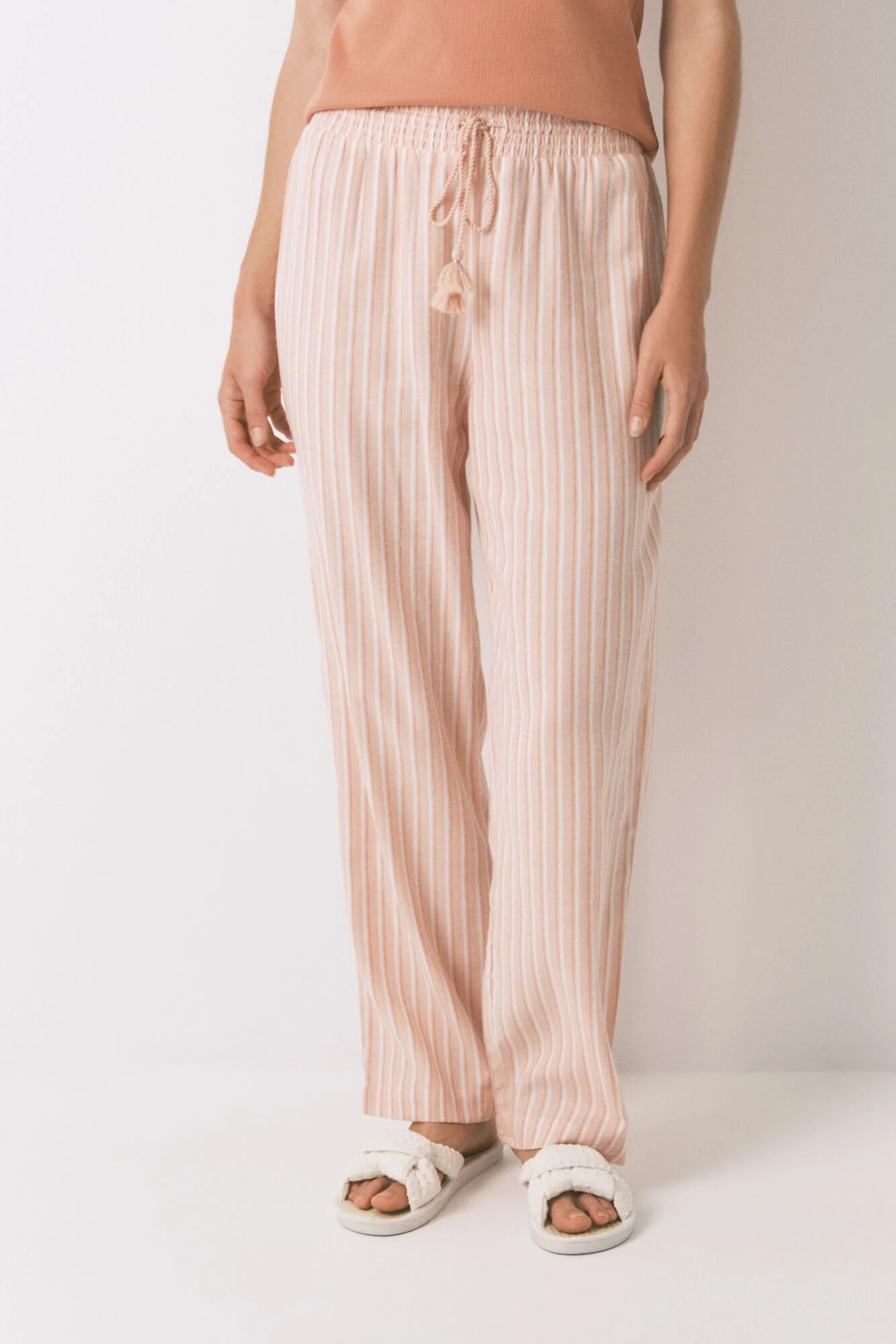 Long orange striped flannel trouser - Image 2