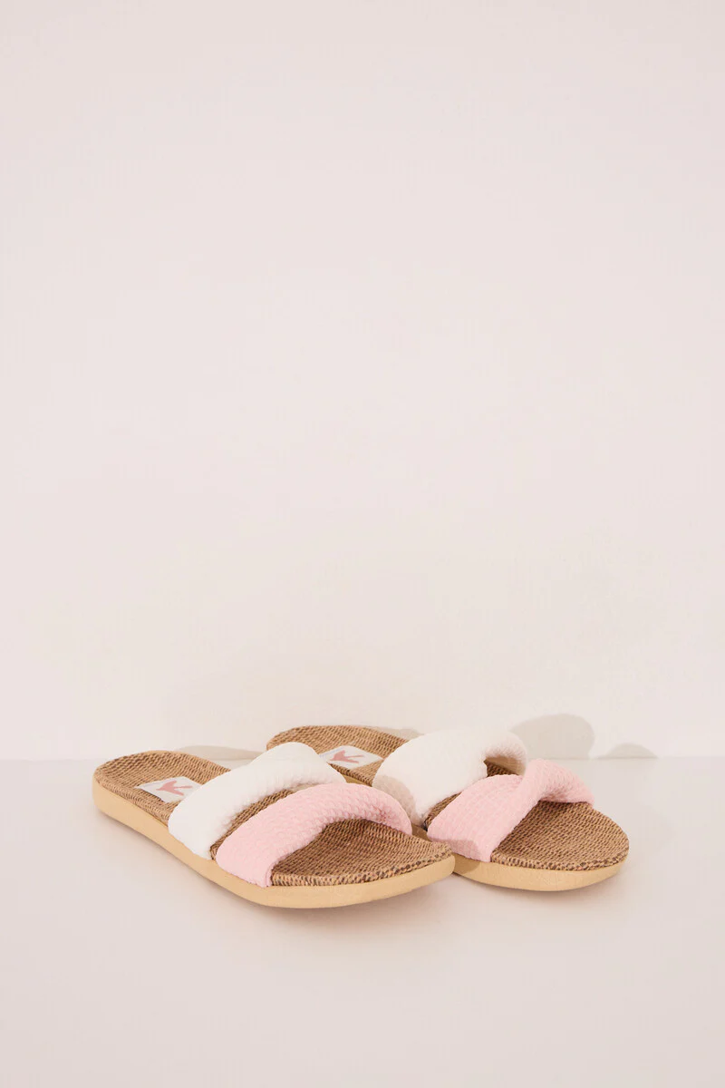 Open raffia knot sandals