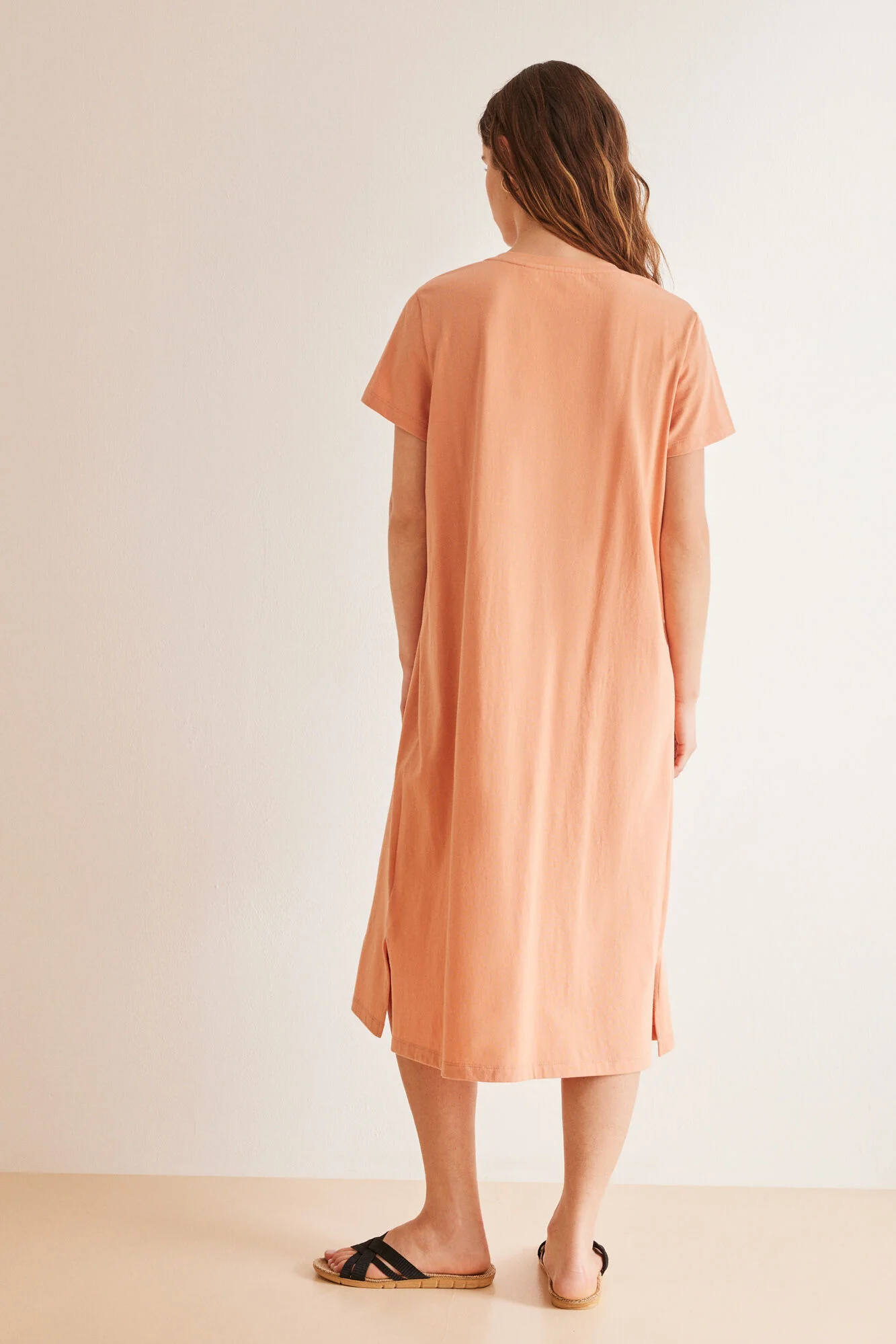 100% Cotton ochre midi nightgown - Image 4