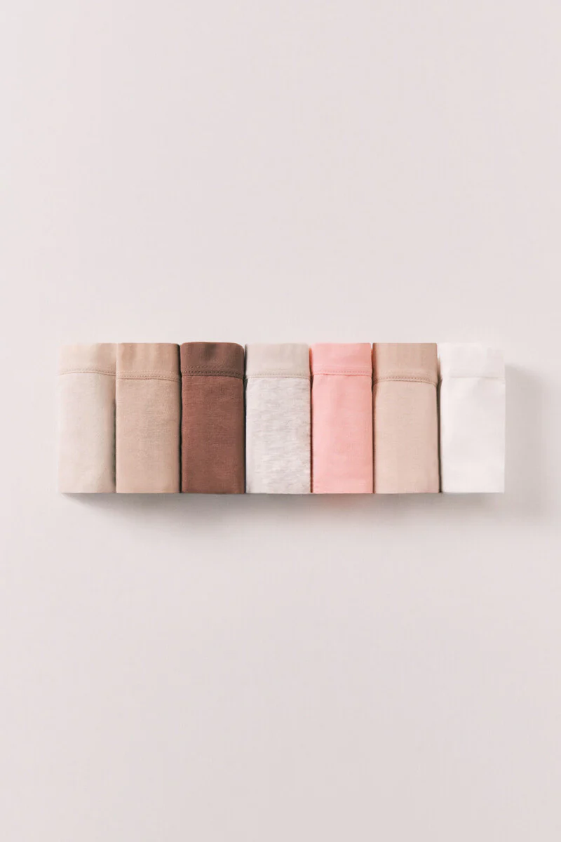 Pack 7 plain neutral cotton classic panties