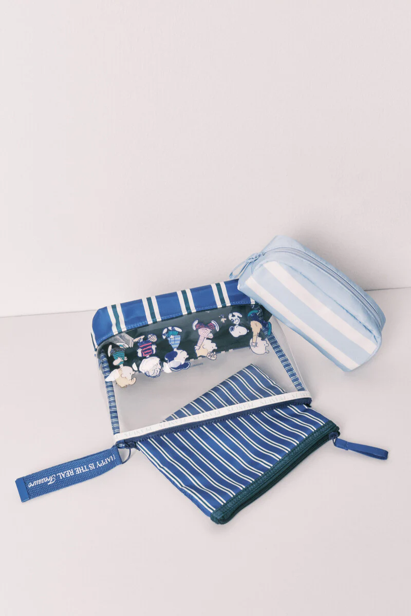 Pack of 3 Snoopy striped toiletry bags - Image 4