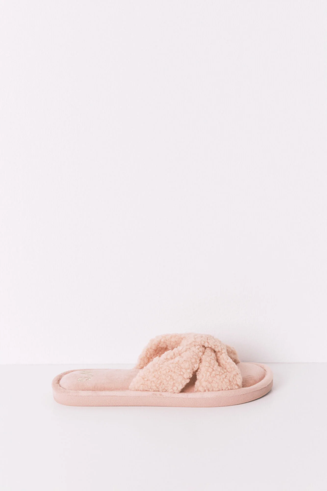 Pink faux shearling slipper