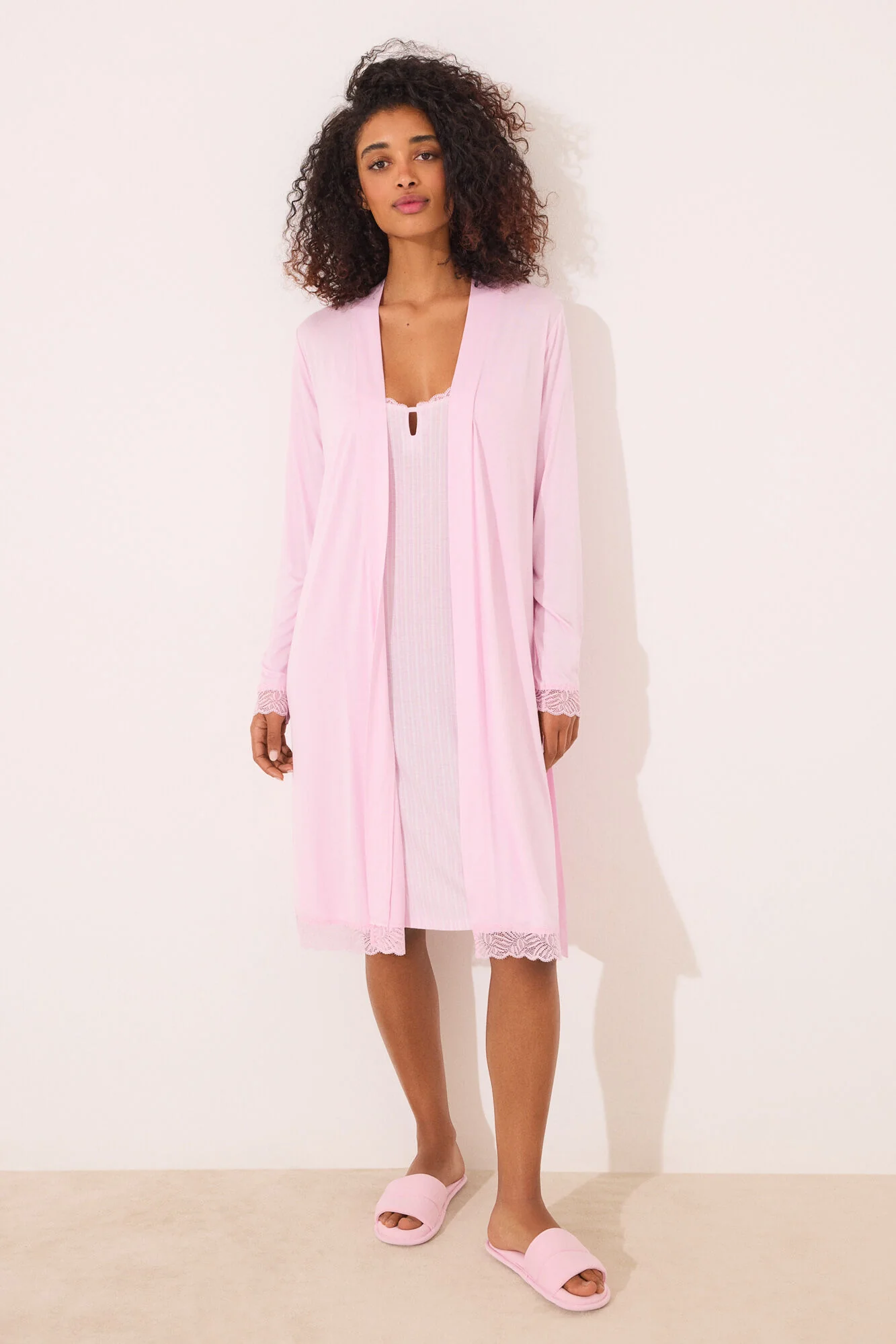 Pink viscose midi robe