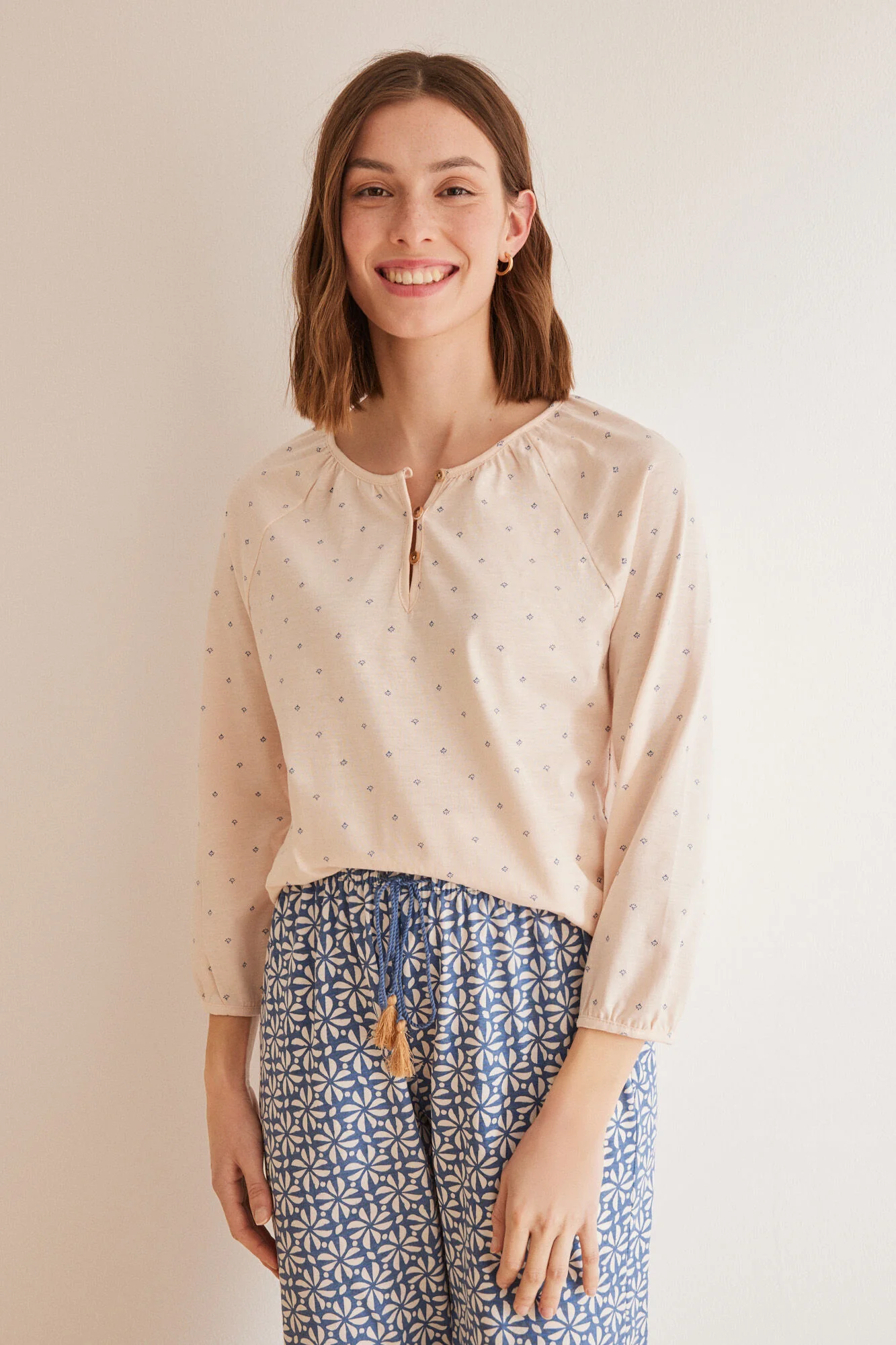 Printed 100% cotton long-sleeved T-shirt