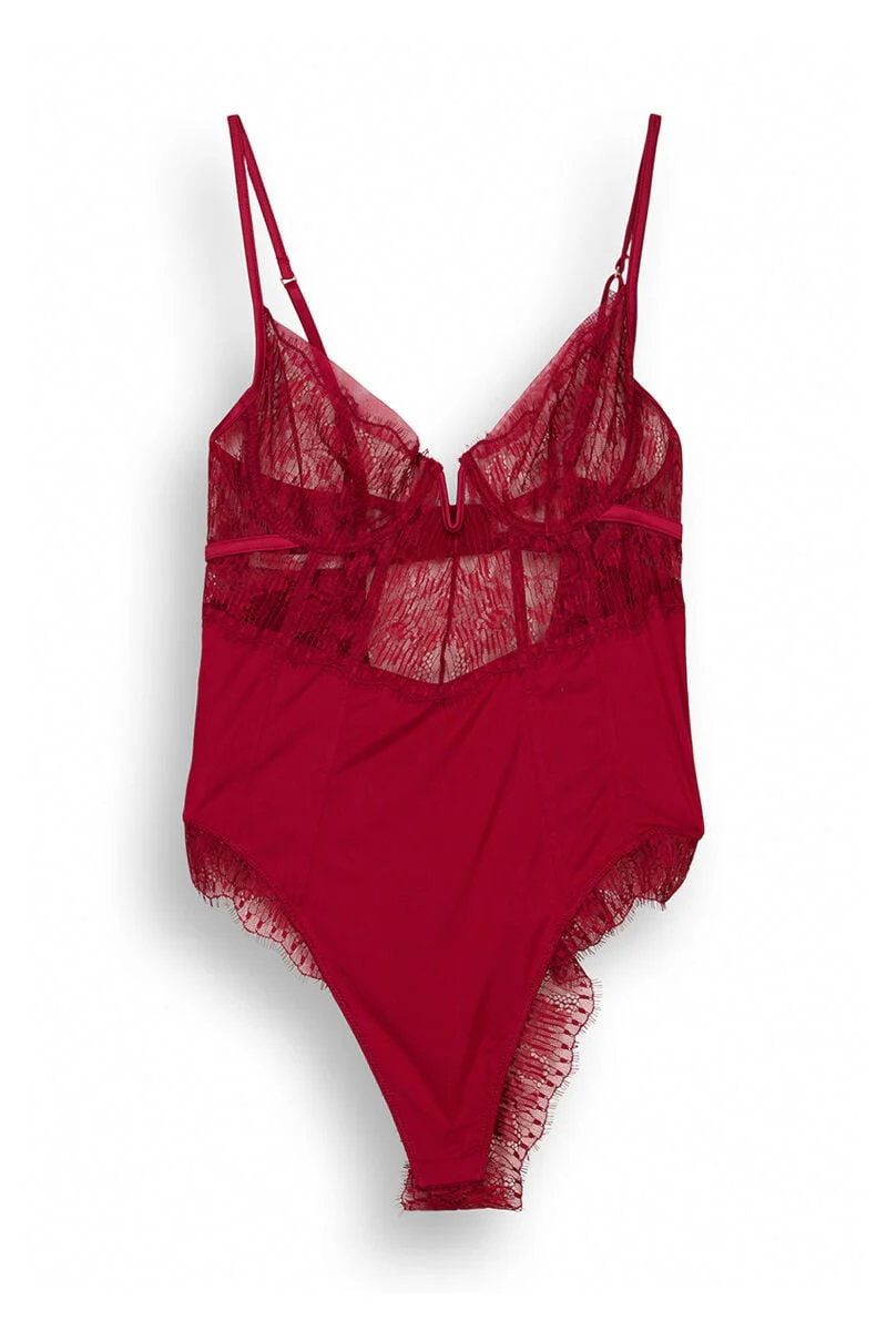 Red Brazilian microfibre lace bodysuit - Image 4