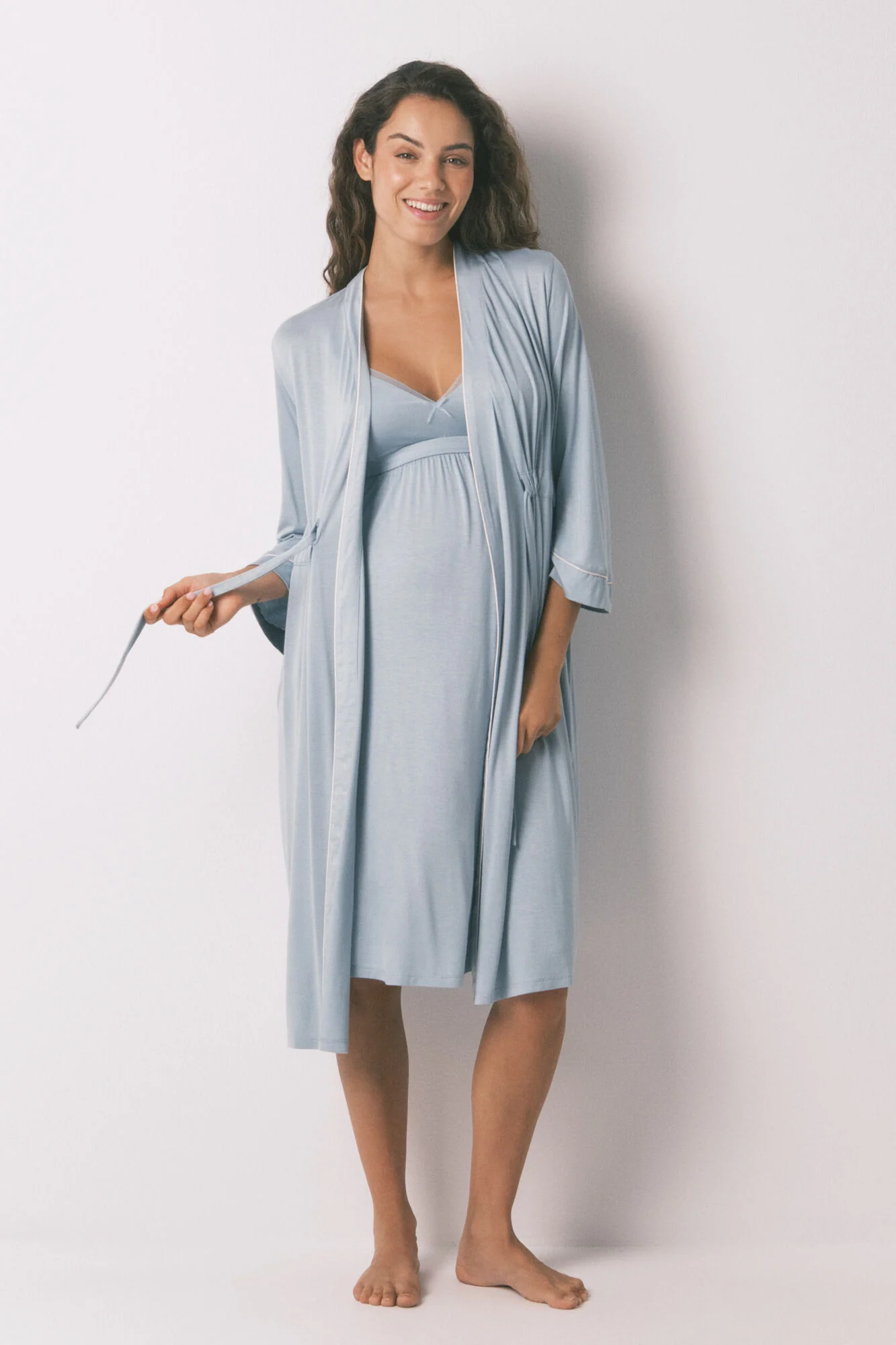Robe "maternity" light blue soft touch technical gown - Image 5