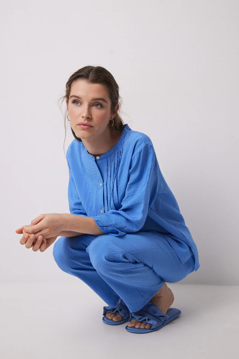 Satin slippers with blue ruffles - Image 3