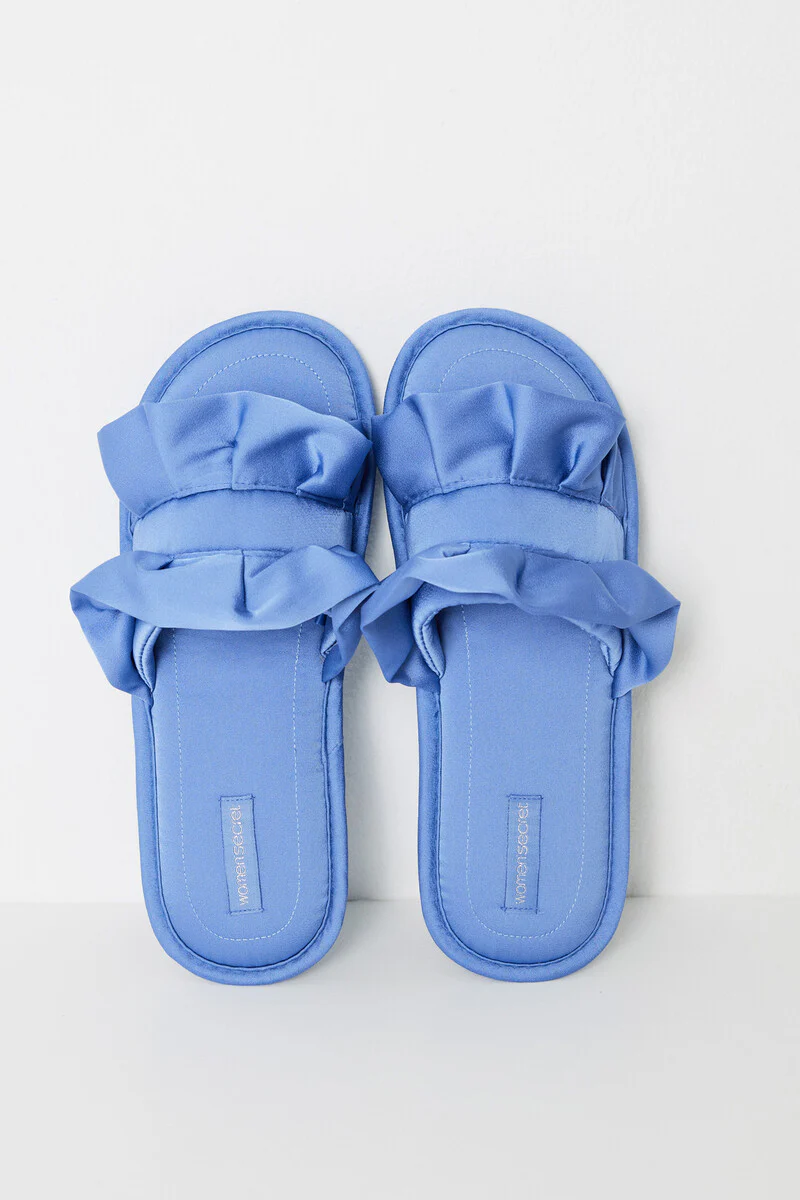 Satin slippers with blue ruffles - Image 4