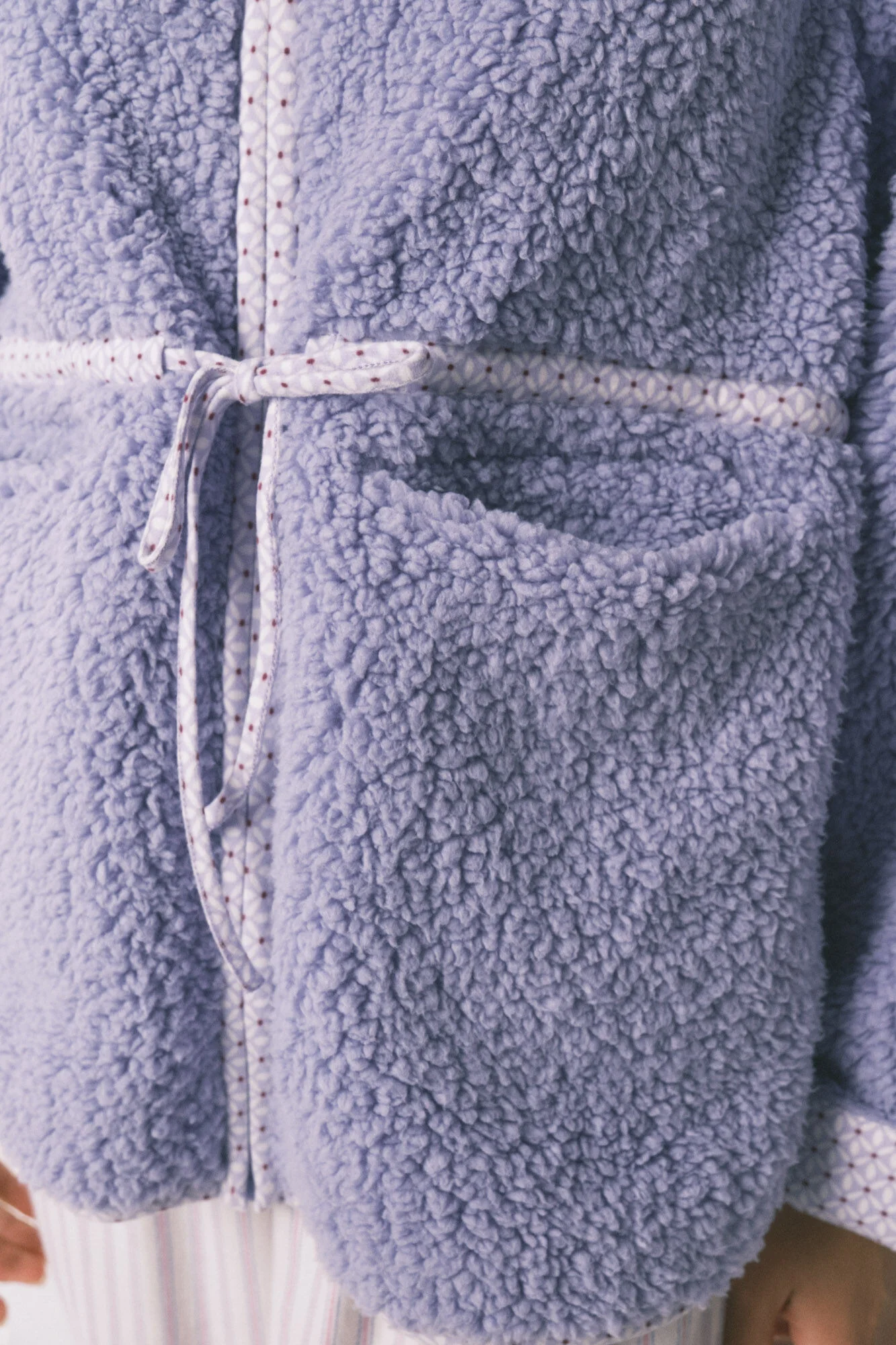 Short lilac faux shearling robe - Image 5