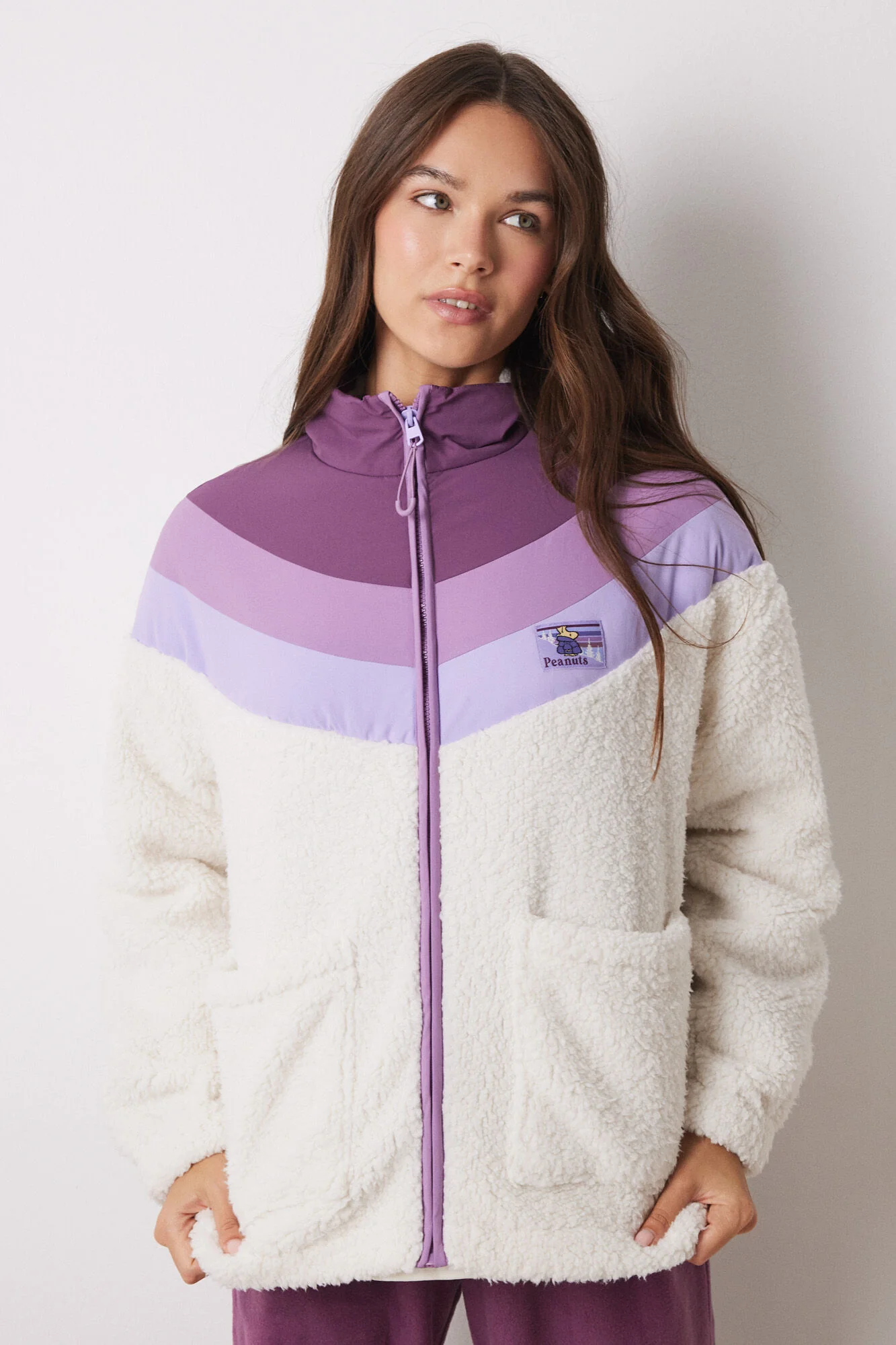 Snoopy quilted faux shearling short robe