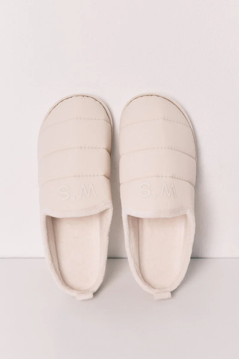 White puffer slippers