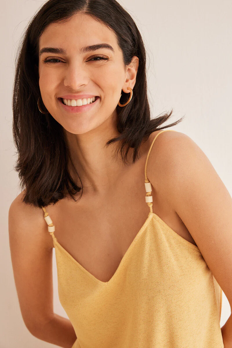 Yellow textured vest top - Image 2